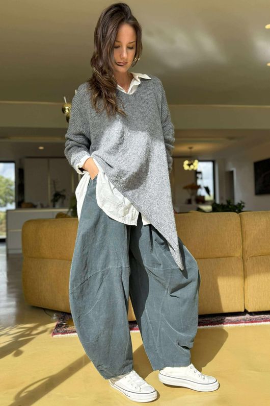Made in Italy Big Softie Super Slant Knit Top Steel Marl /2 